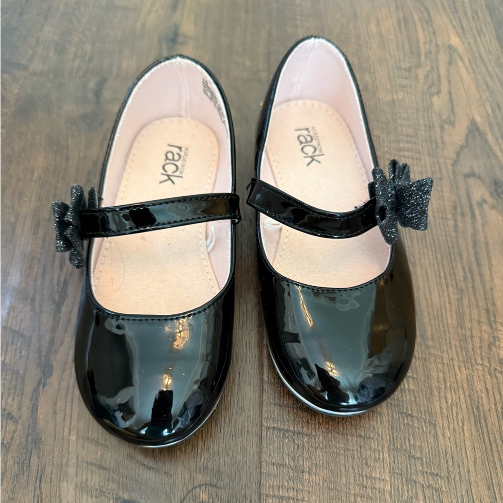Toddler Black Mary Jane Shoes with glitter bow | size 10